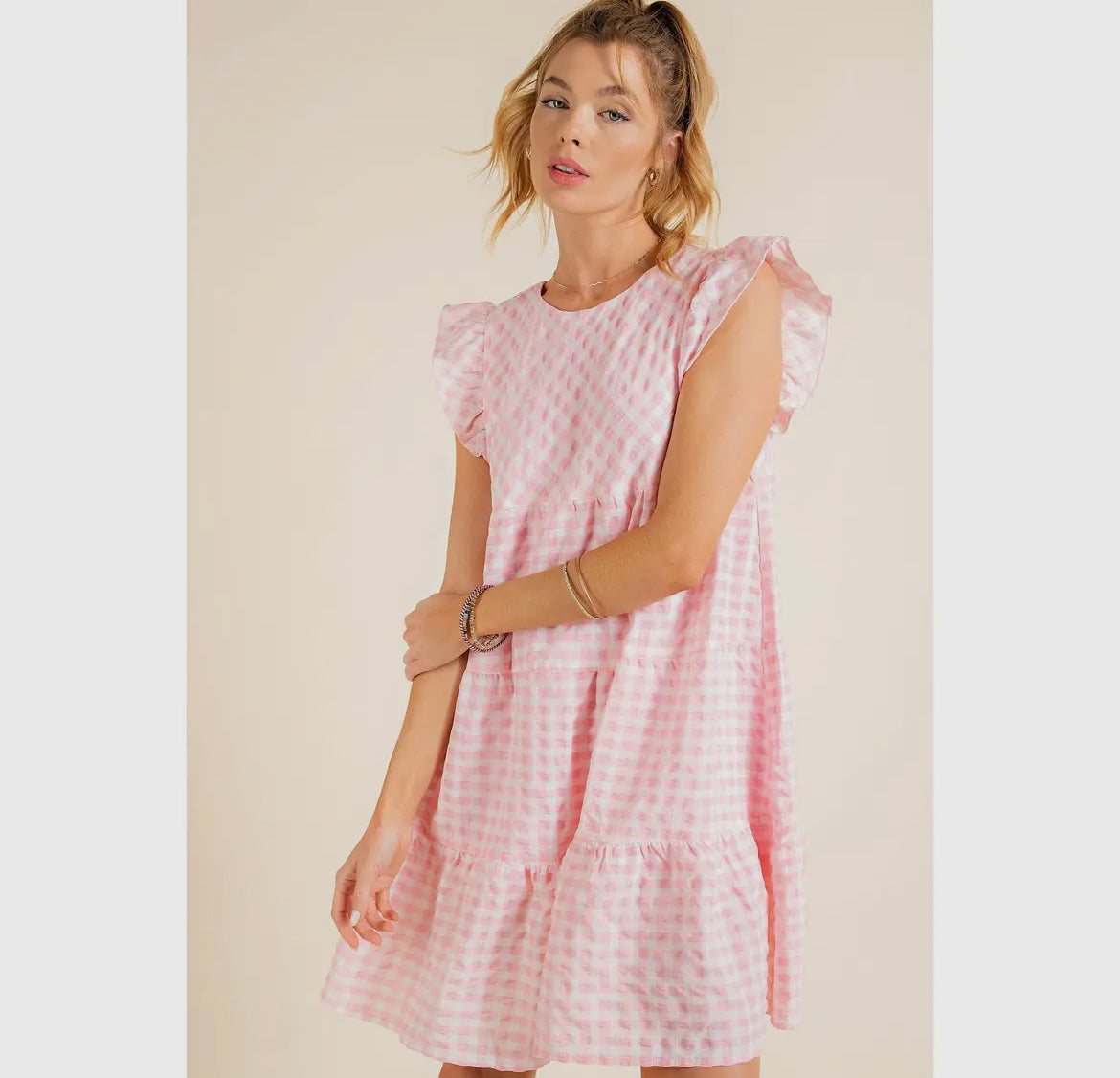 Barbie Seersucker Gingham Check Dress