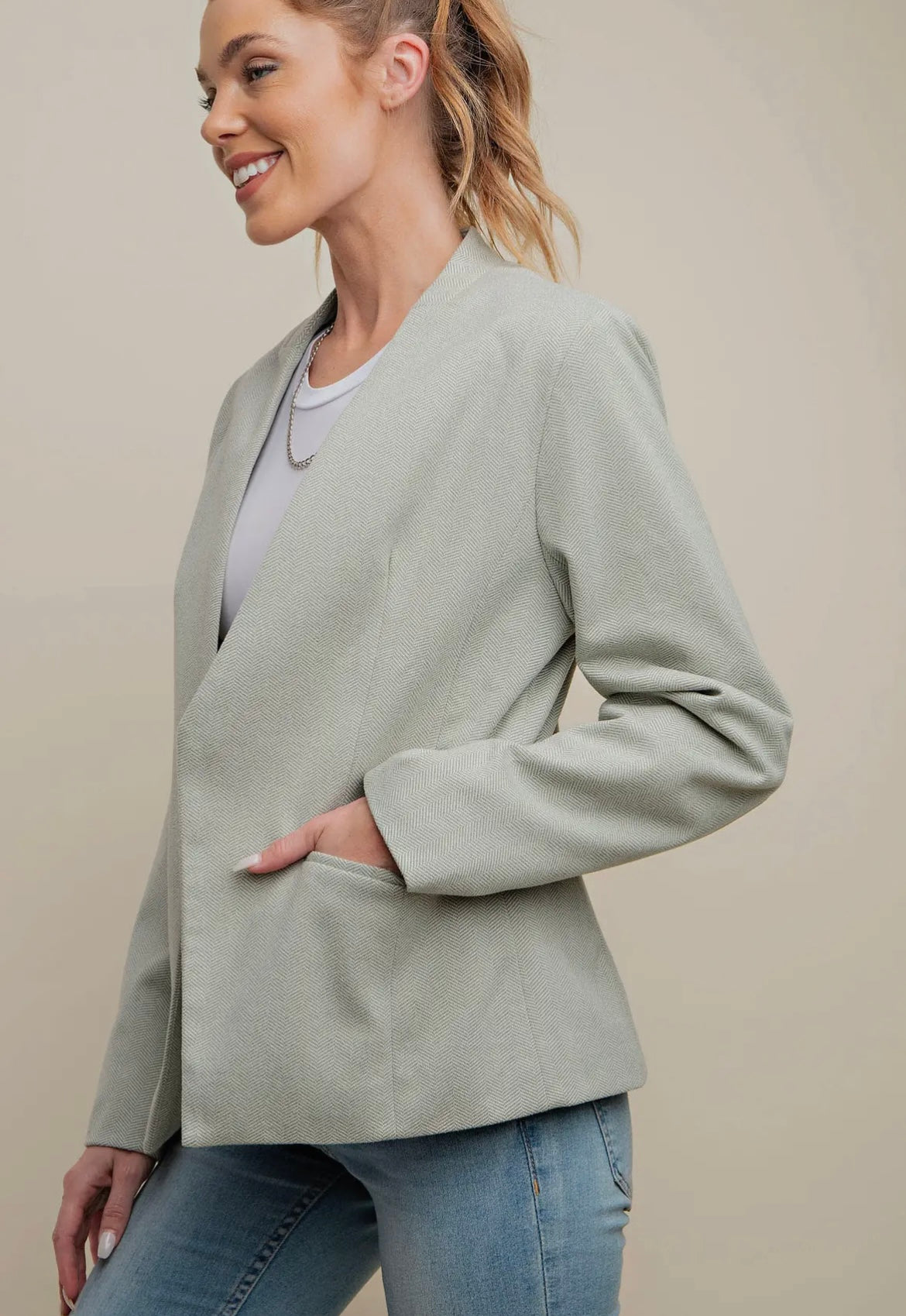 Herringbone Business Casual Blazer