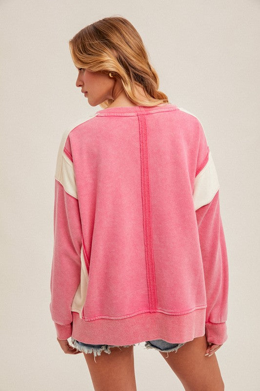 Color Block Oversized French Terry Sweatshirt