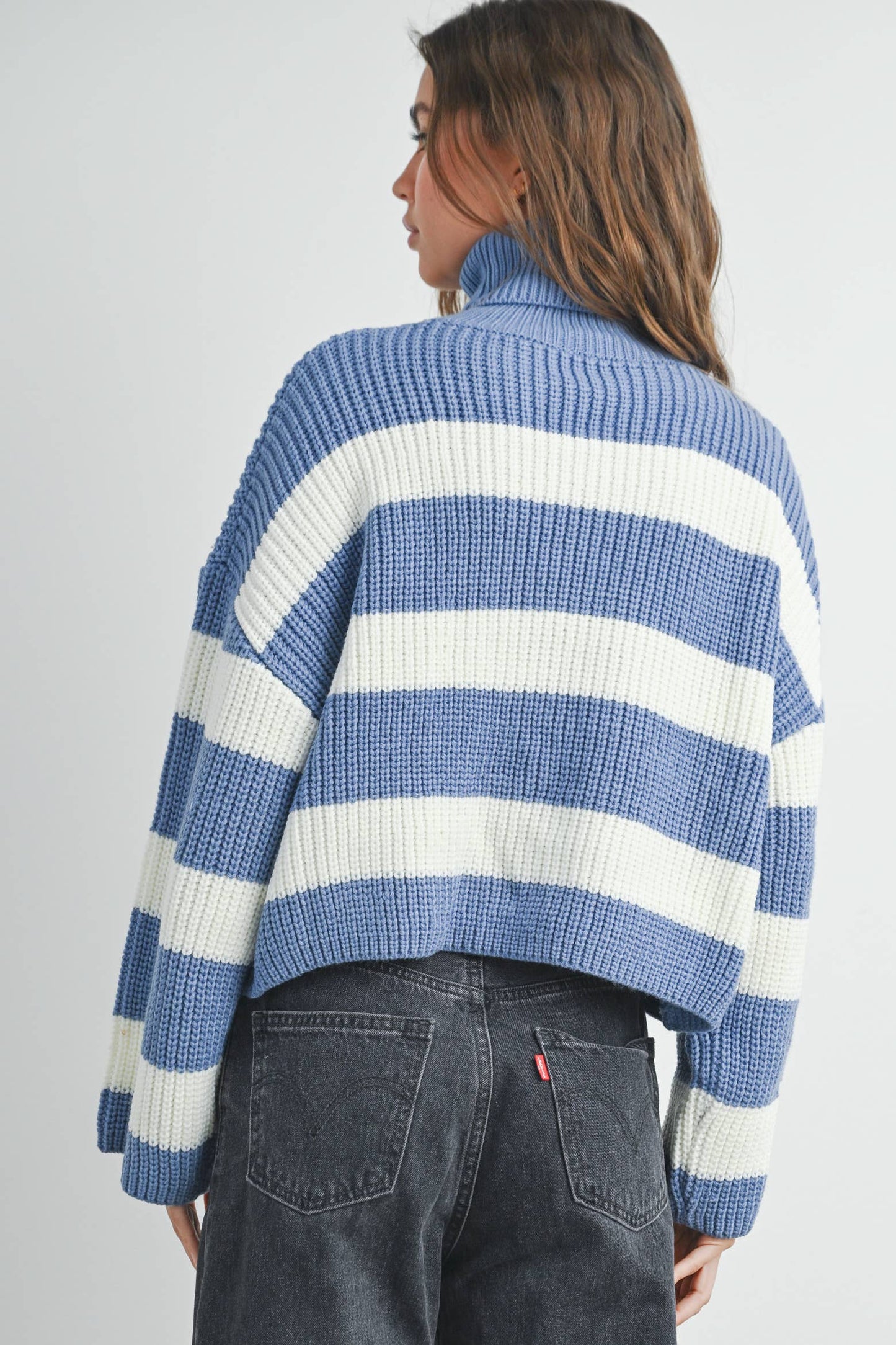 Striped Pullover Turtleneck Sweater