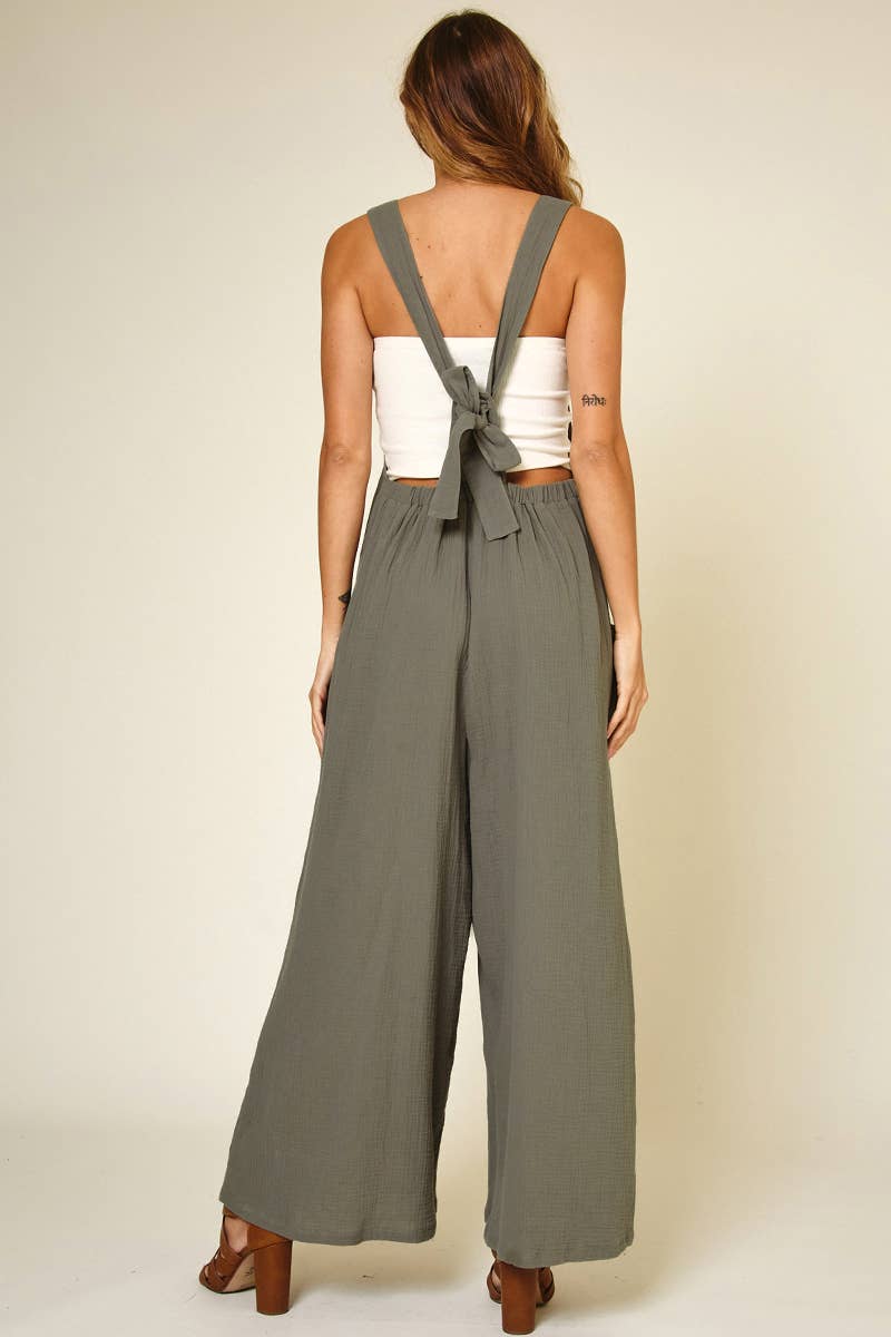 Wide Leg Cotton Gauze Jumpsuit